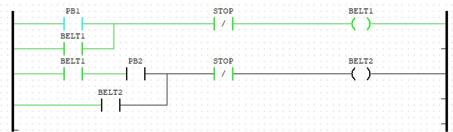 Ladder diagram step 1, first sensor active