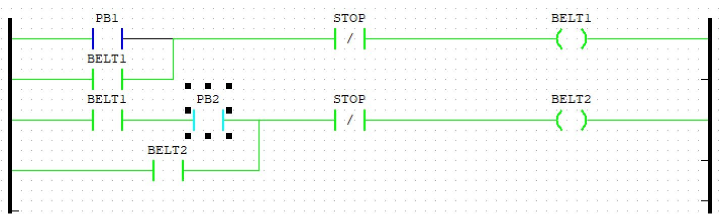 Ladder diagram step 3, second sensor active