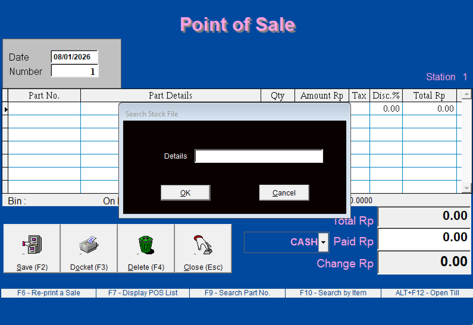 Old search dialog with a keyword field and OK/Cancel buttons